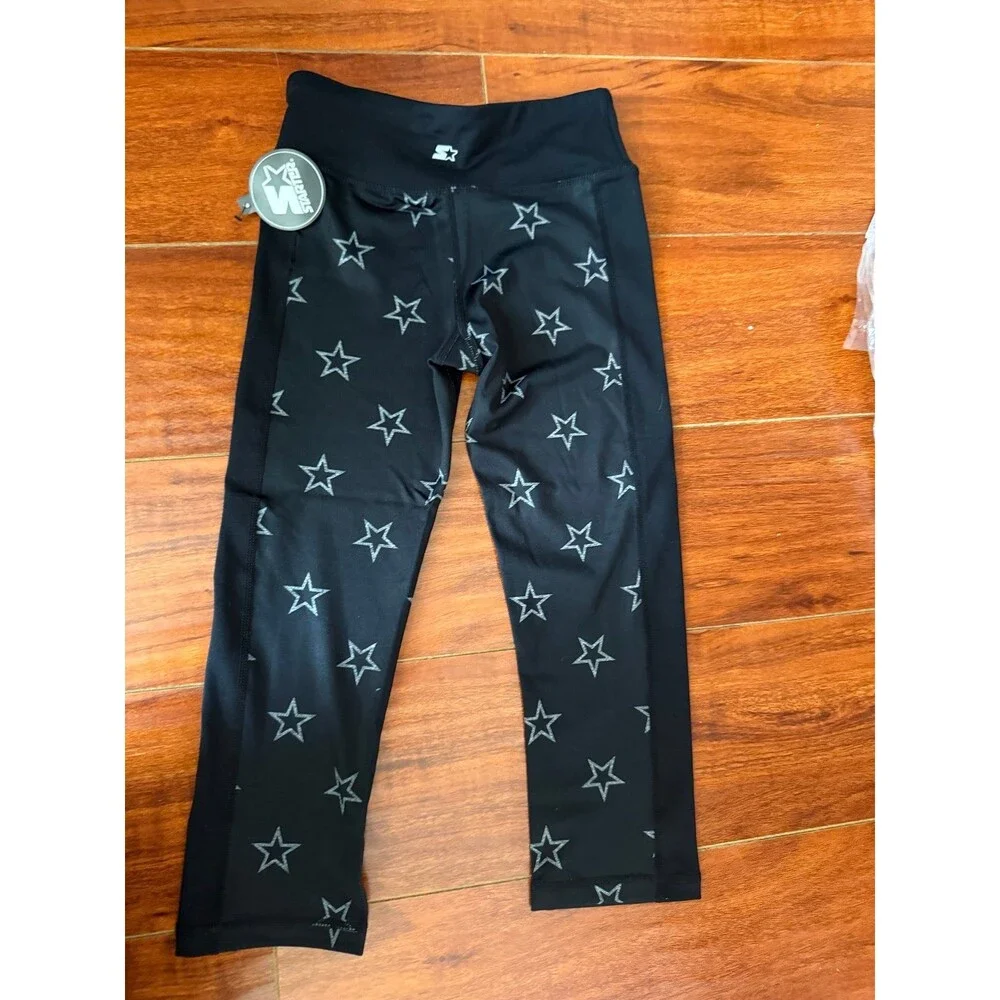 Starter Girls Black Star Print Athletic Leggings 8